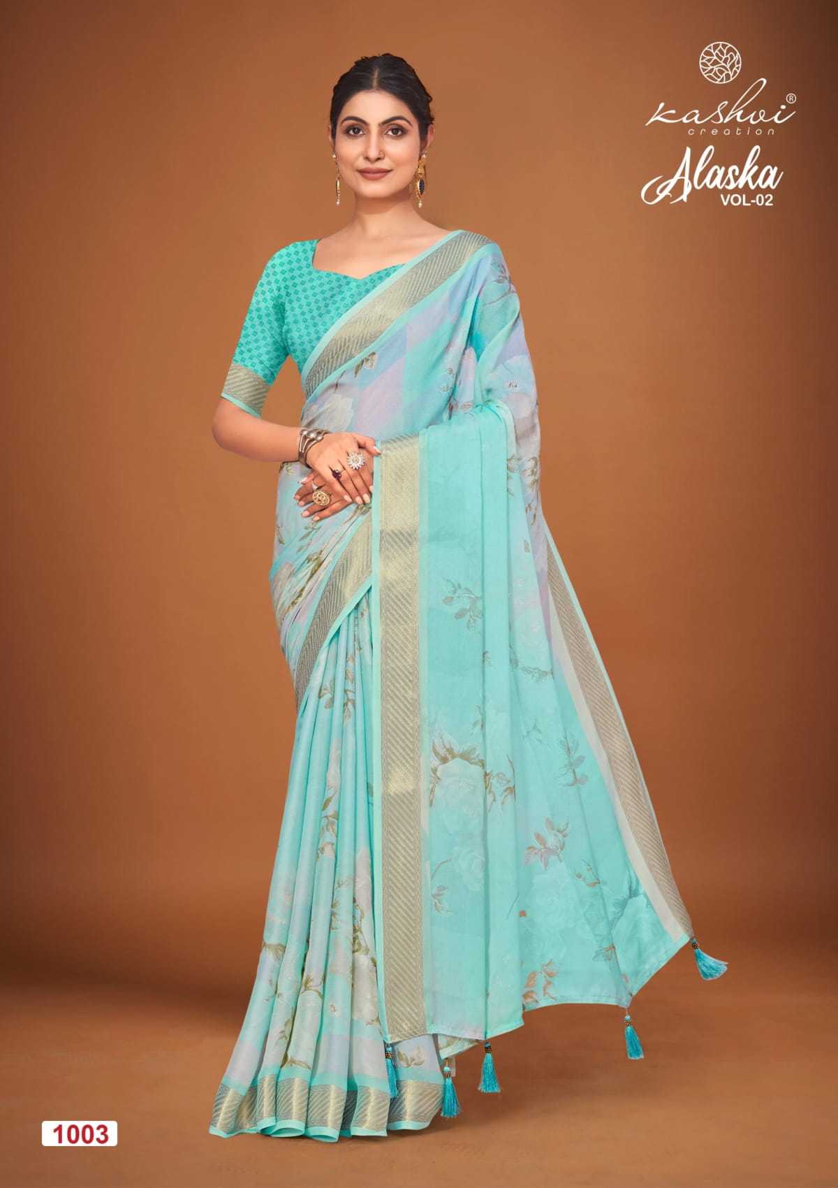 alaska vol 2 by kashvi creation classic look zari border saree