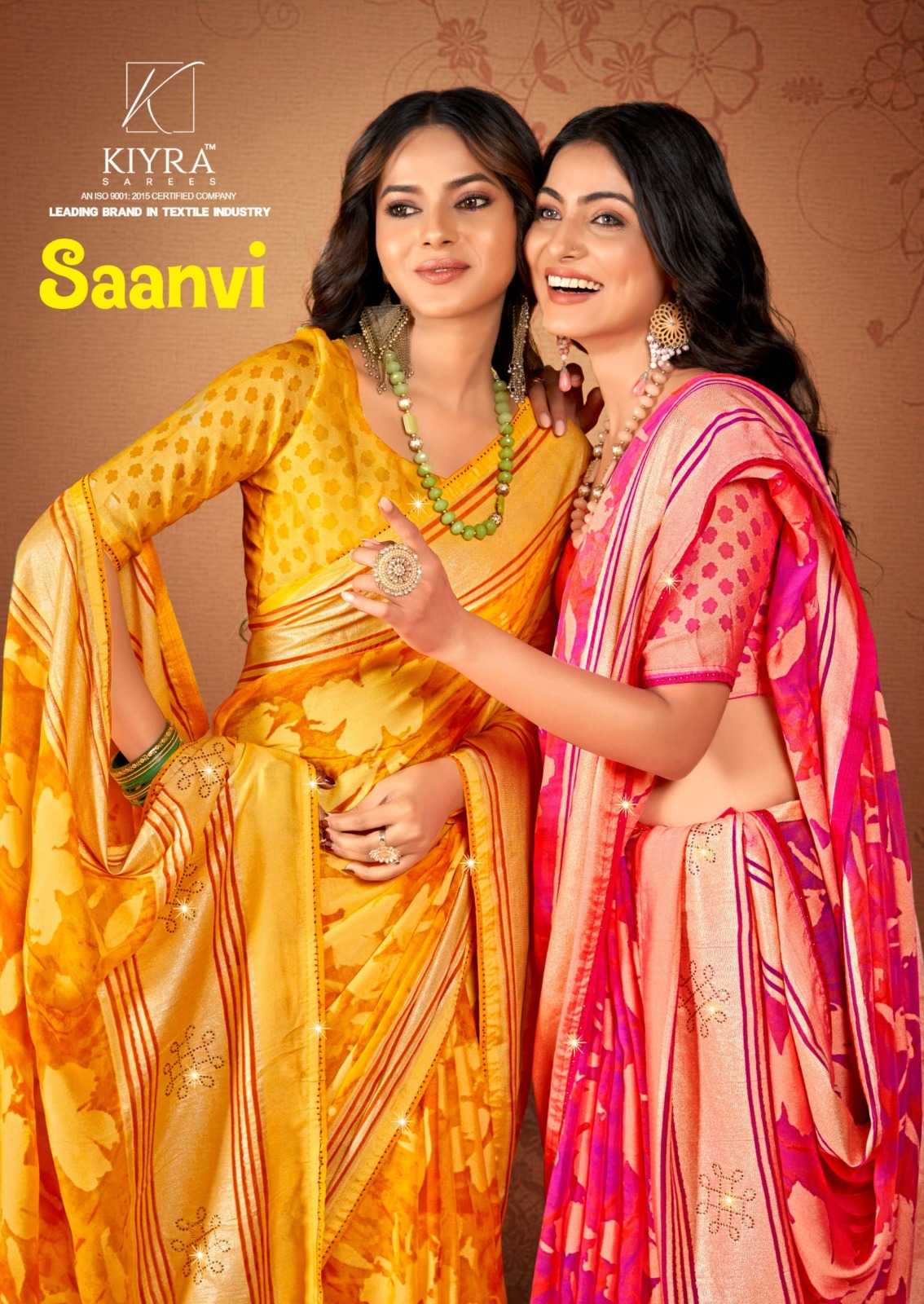 kiyra saanvi attractive colour print brasso saree for women