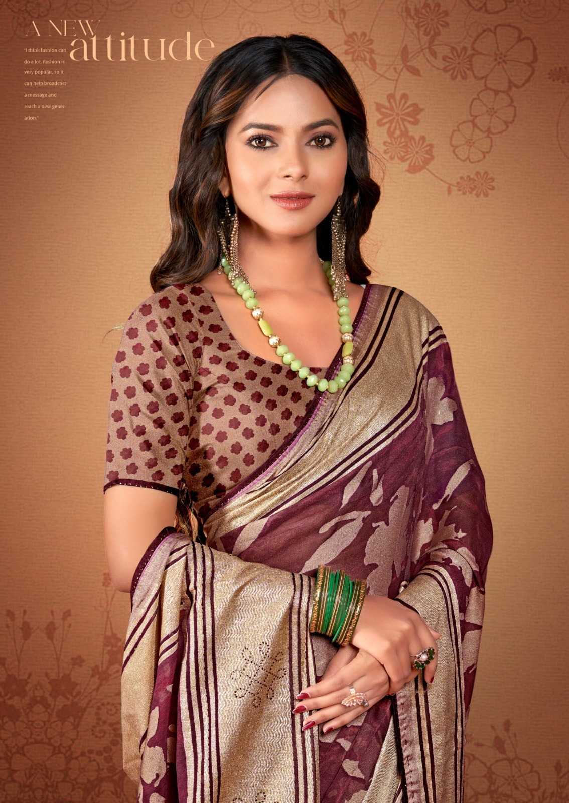 kiyra saanvi attractive colour print brasso saree for women