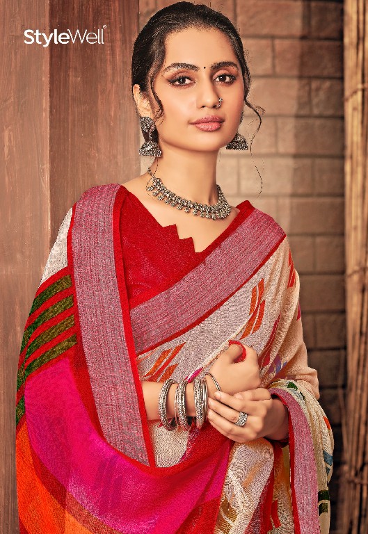 stylewell anupama vol 5 linen printed stylish saree for women