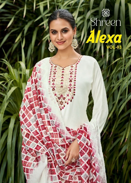 Shreen Alexa Vol-3 Wholesale Designer Roman Silk 3 Piece Salwar Suits