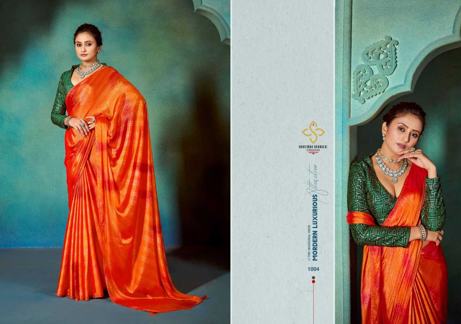 glaze bandhni by shubh shree creation chiffon new saree design 2024
