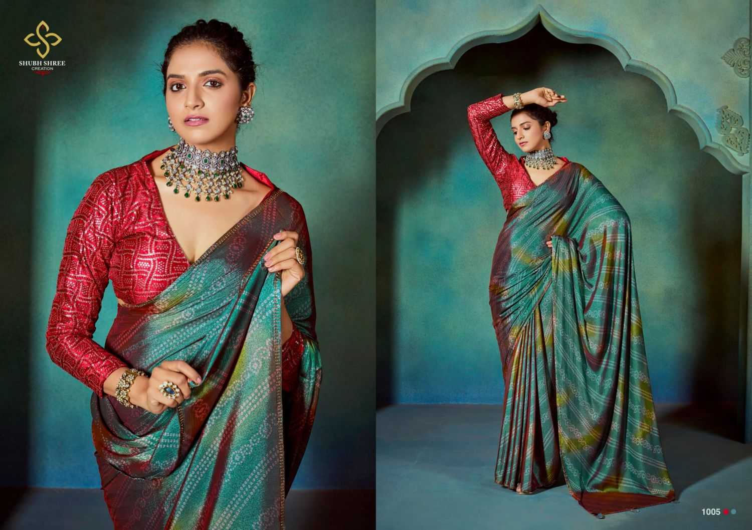 glaze bandhni by shubh shree creation chiffon new saree design 2024