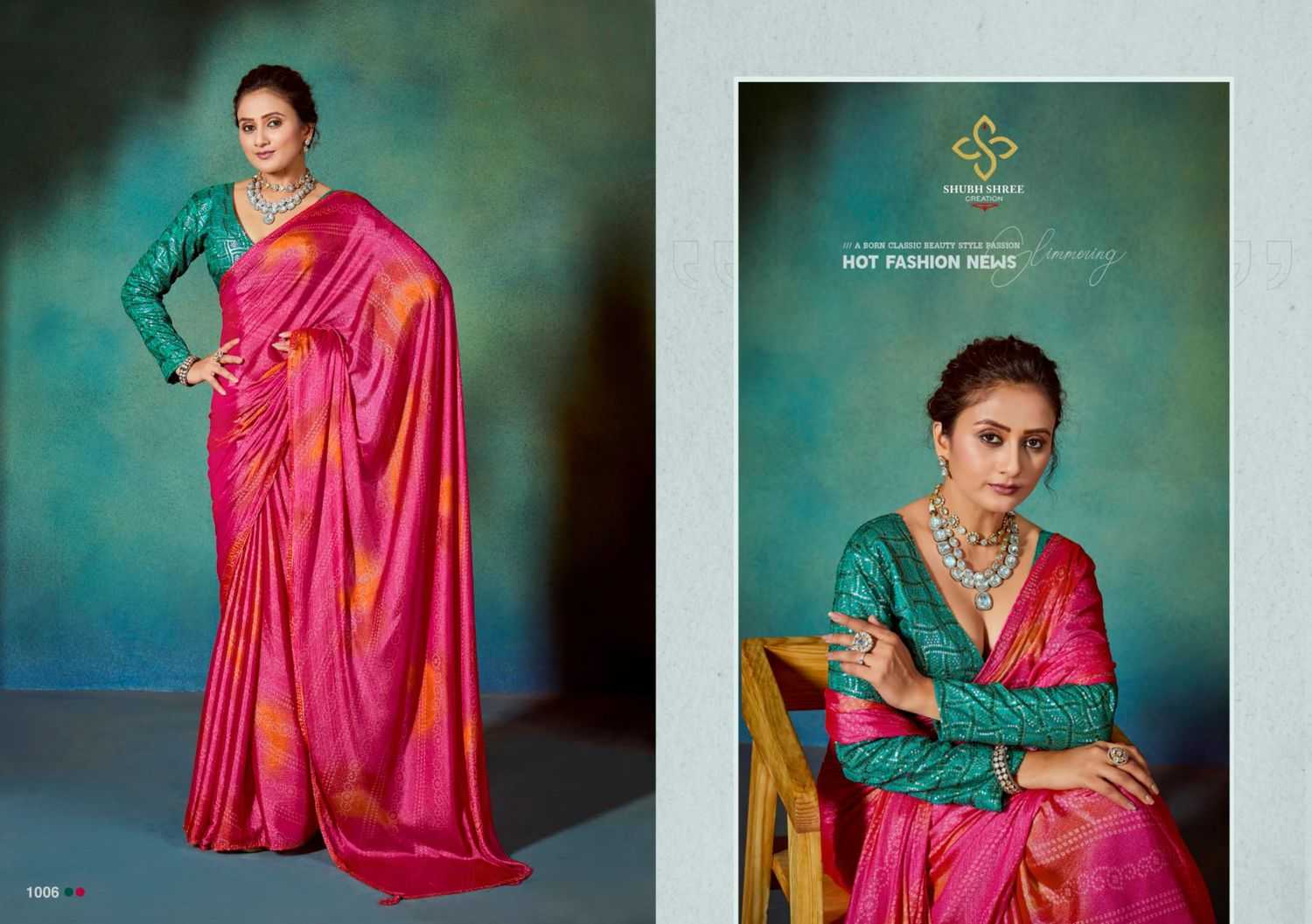 glaze bandhni by shubh shree creation chiffon new saree design 2024