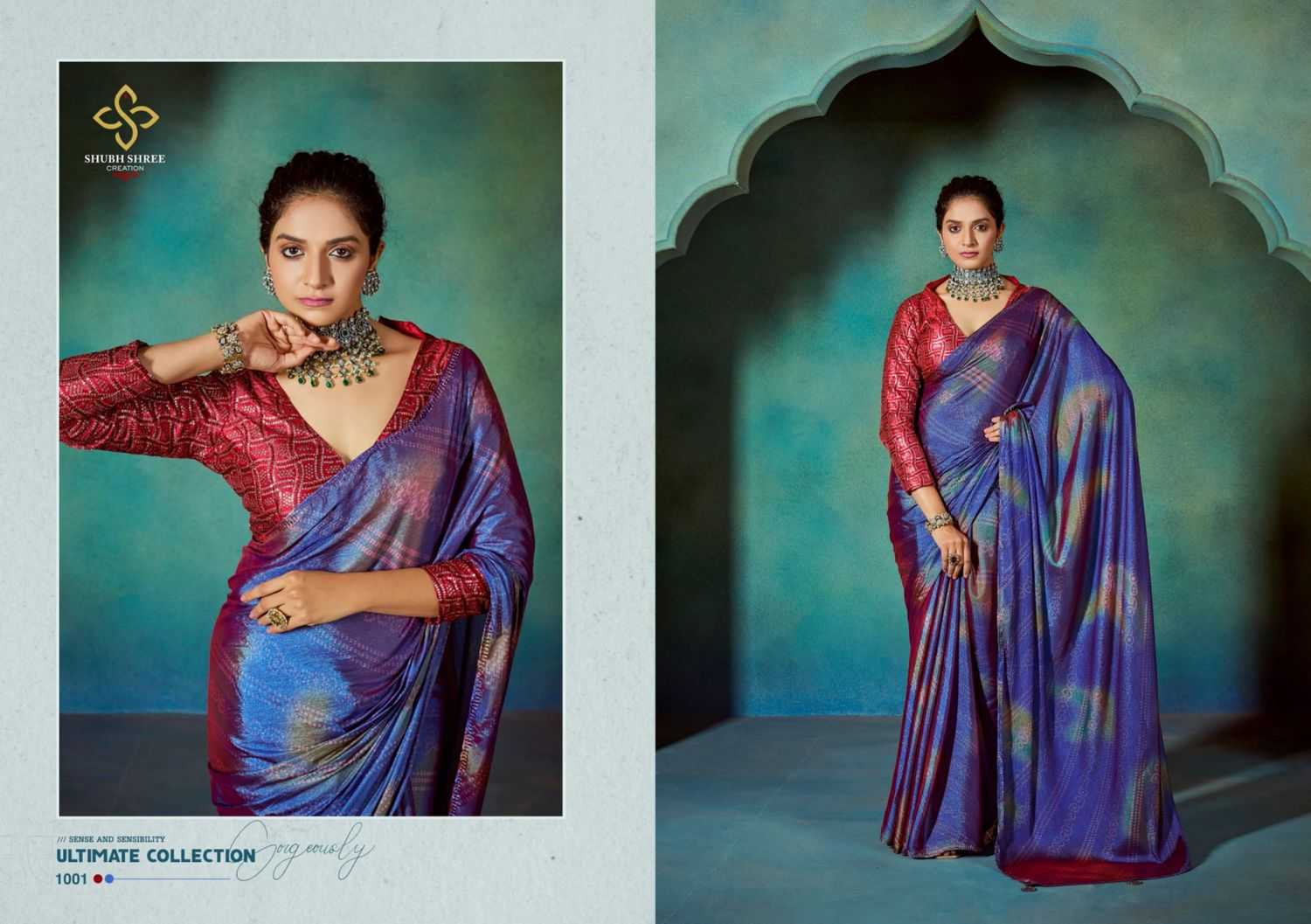 glaze bandhni by shubh shree creation chiffon new saree design 2024