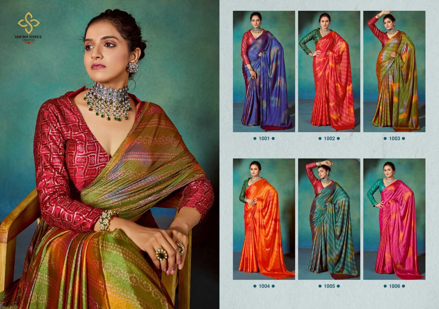 glaze bandhni by shubh shree creation chiffon new saree design 2024
