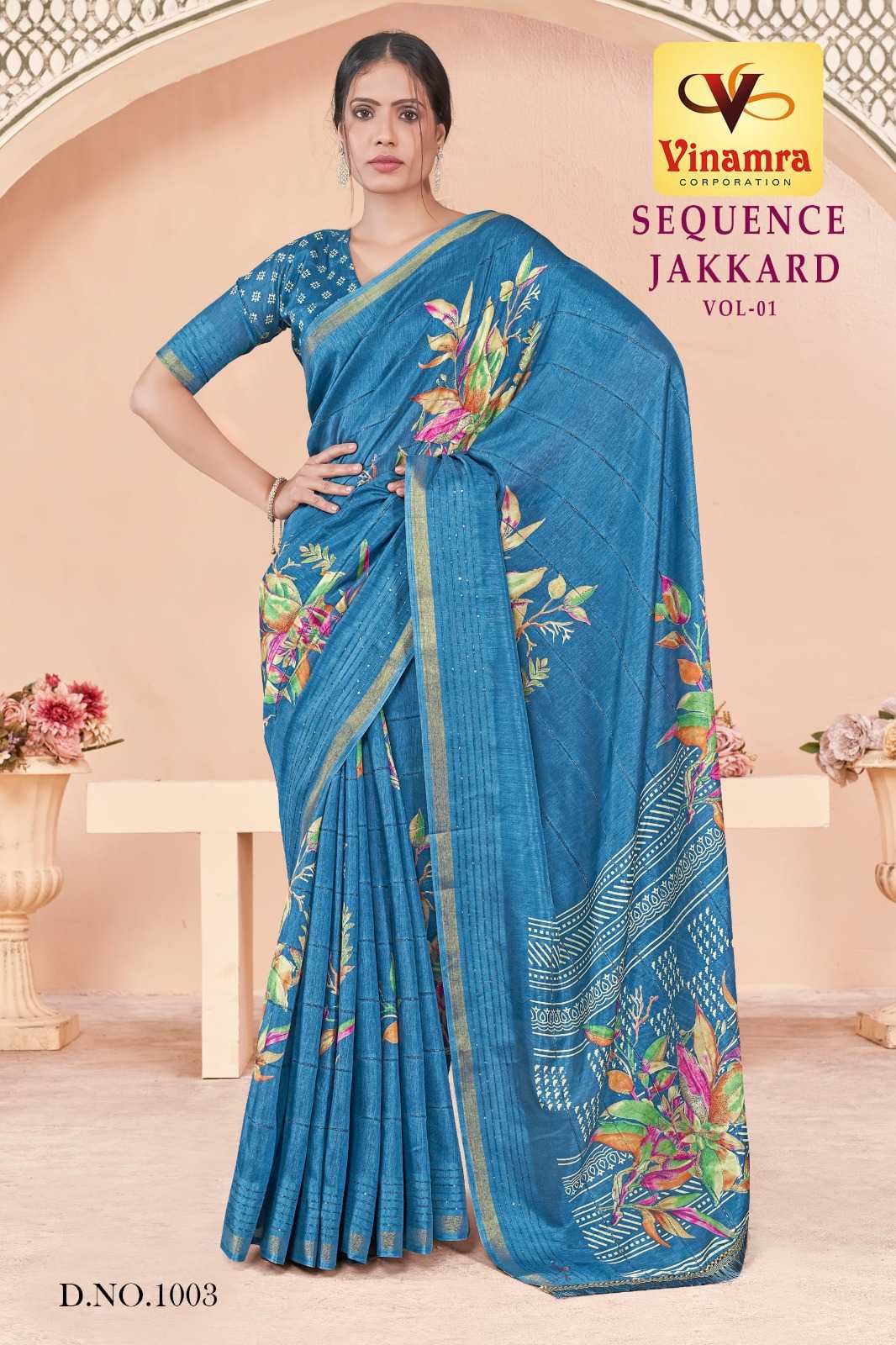 vinamra sequence jacquard vol 1 fashionable cotton women saree