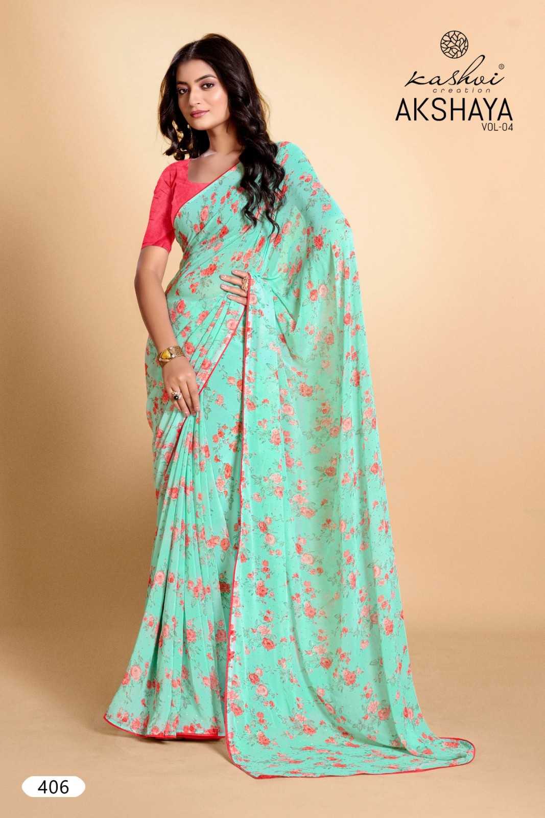 akshaya vol 4 by kashvi creation weightless with swarovski saree wholesaler