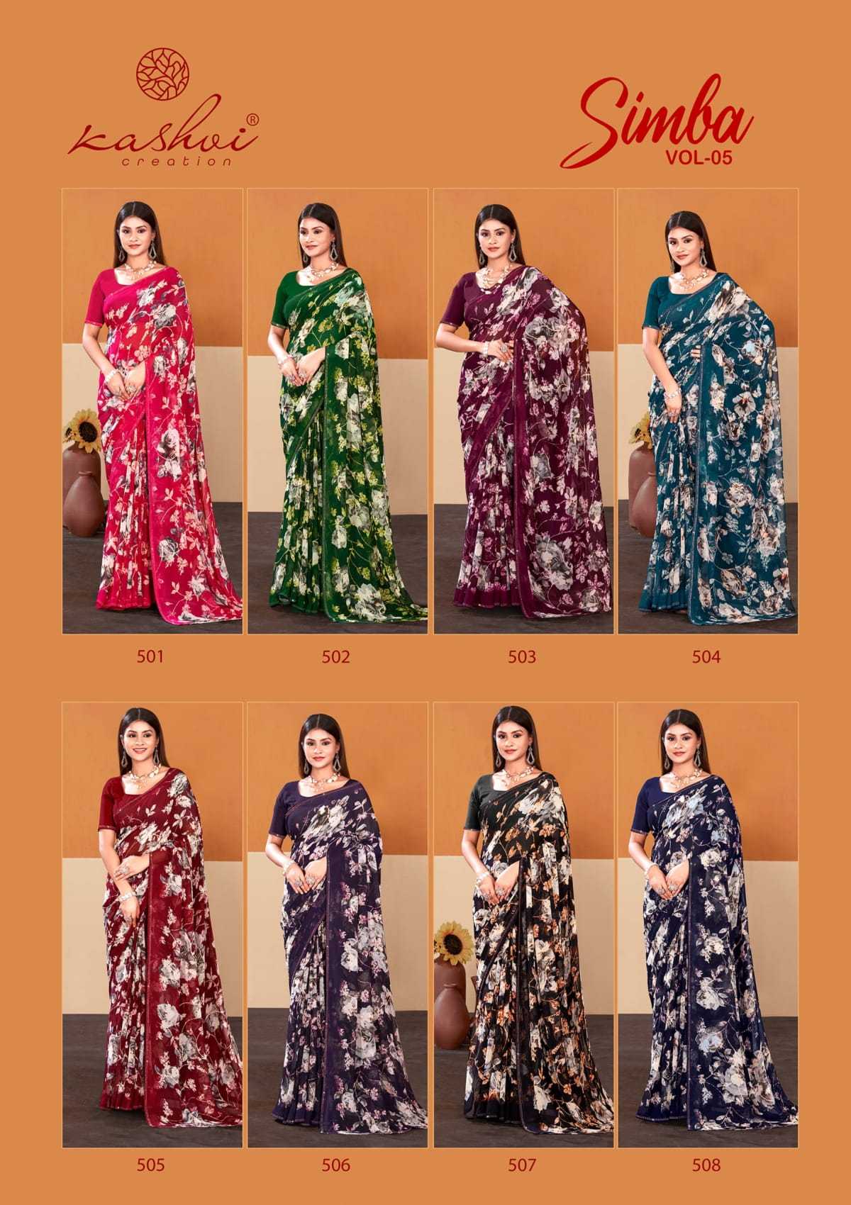 kashvi creation simba vol 5 attractive look georgette saree