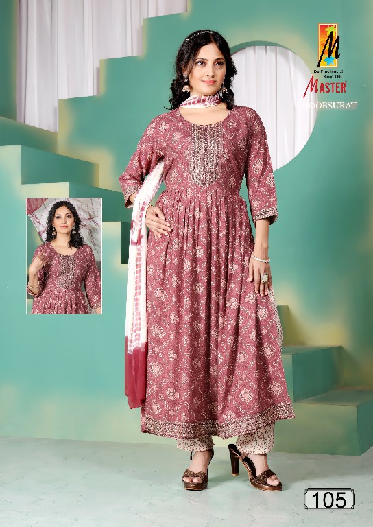 master khoobsurat rayon print nayra cut casula wear full stitch 3pcs dress