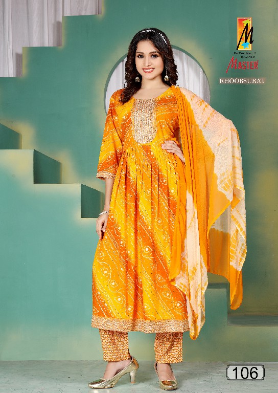 master khoobsurat rayon print nayra cut casula wear full stitch 3pcs dress