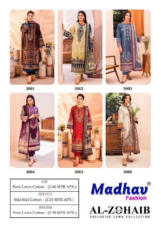 Madhav Al Zohaib Vol-3 Wholesale Lawn Printed Dress Material