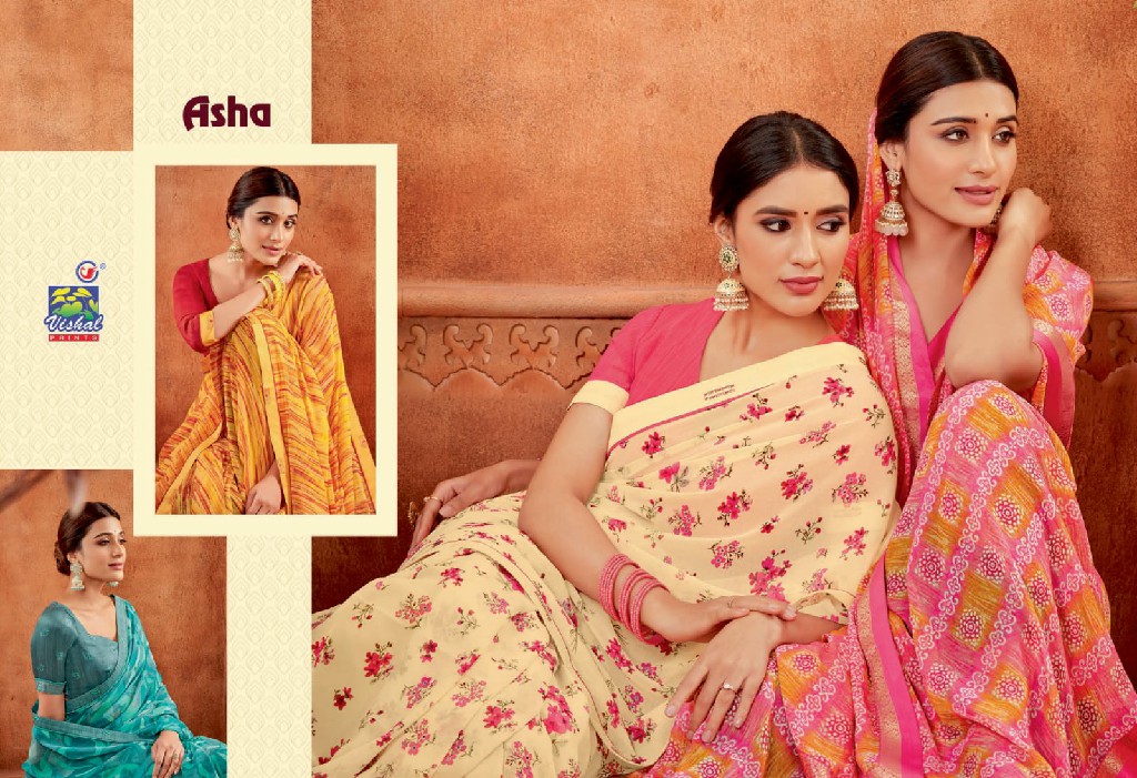 Vishal Asha Wholesale Fabric Georgette With Stone Work Indian Sarees