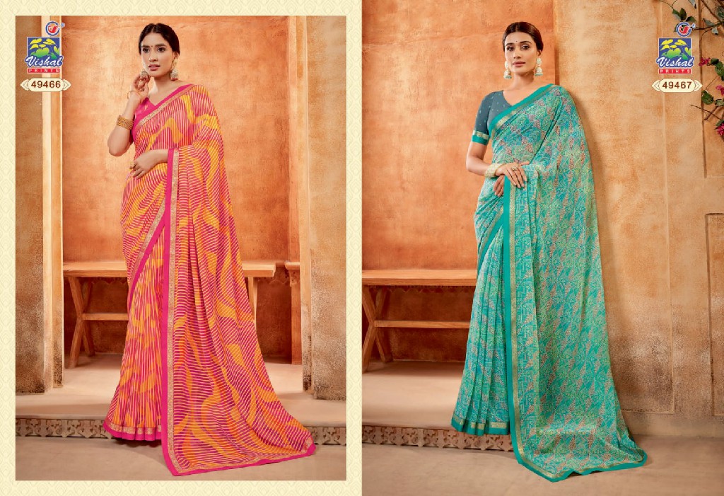 Vishal Asha Wholesale Fabric Georgette With Stone Work Indian Sarees