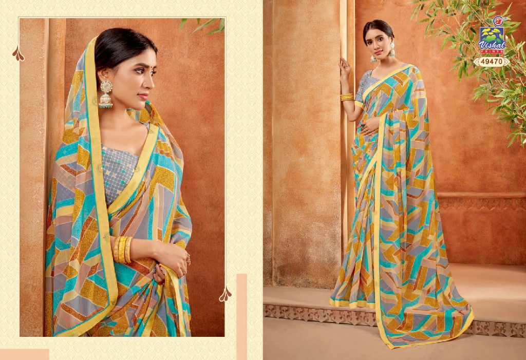 Vishal Asha Wholesale Fabric Georgette With Stone Work Indian Sarees