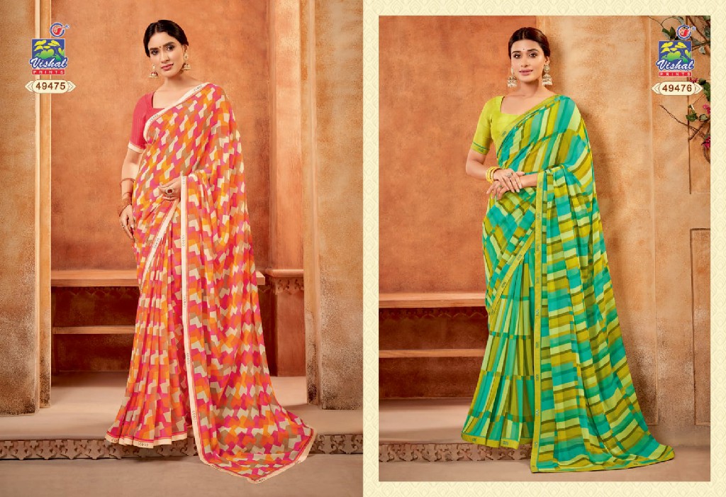 Vishal Asha Wholesale Fabric Georgette With Stone Work Indian Sarees