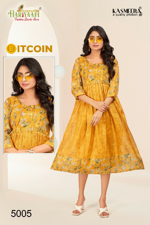 Hariyaali Bitcoin Vol-5 Wholesale Tissue Silk And Negative Print Kurtis Combo