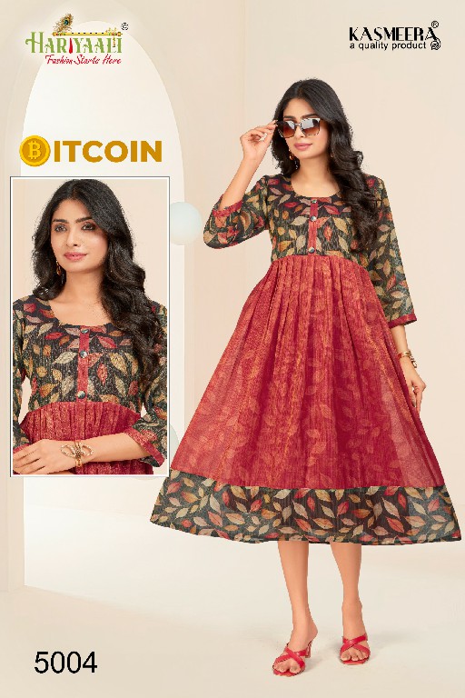 Hariyaali Bitcoin Vol-5 Wholesale Tissue Silk And Negative Print Kurtis Combo