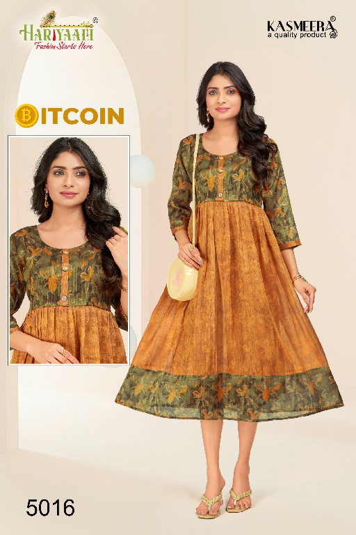 Hariyaali Bitcoin Vol-5 Wholesale Tissue Silk And Negative Print Kurtis Combo