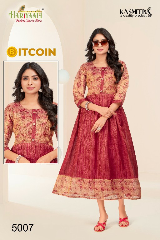 Hariyaali Bitcoin Vol-5 Wholesale Tissue Silk And Negative Print Kurtis Combo