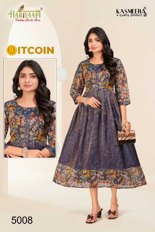 Hariyaali Bitcoin Vol-5 Wholesale Tissue Silk And Negative Print Kurtis Combo