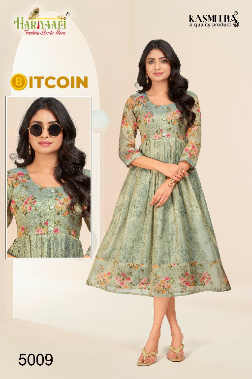 Hariyaali Bitcoin Vol-5 Wholesale Tissue Silk And Negative Print Kurtis Combo