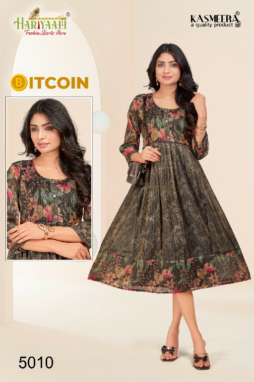 Hariyaali Bitcoin Vol-5 Wholesale Tissue Silk And Negative Print Kurtis Combo