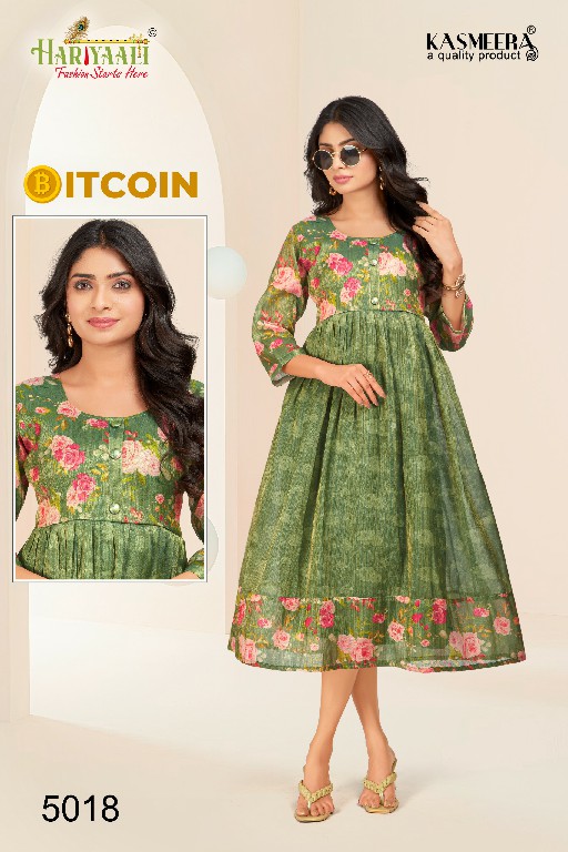 Hariyaali Bitcoin Vol-5 Wholesale Tissue Silk And Negative Print Kurtis Combo