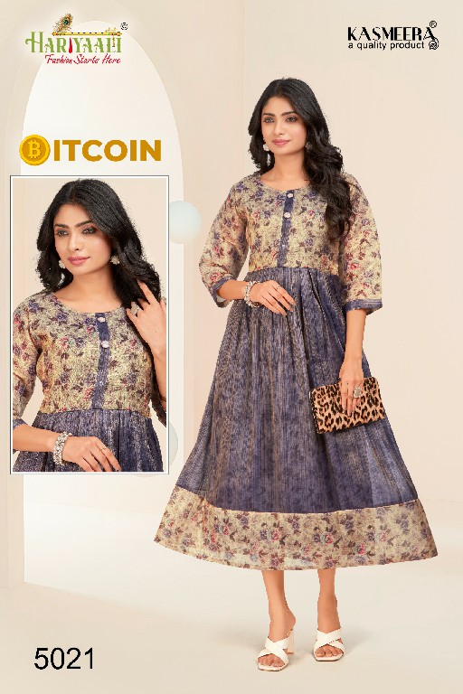 Hariyaali Bitcoin Vol-5 Wholesale Tissue Silk And Negative Print Kurtis Combo