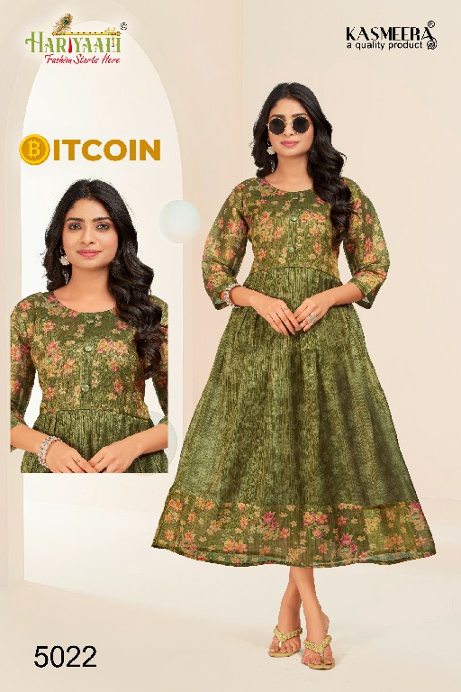 Hariyaali Bitcoin Vol-5 Wholesale Tissue Silk And Negative Print Kurtis Combo
