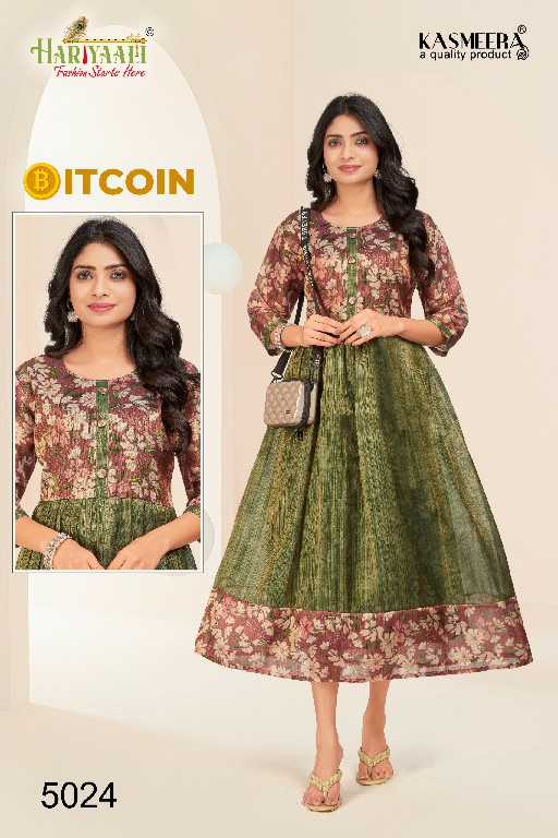 Hariyaali Bitcoin Vol-5 Wholesale Tissue Silk And Negative Print Kurtis Combo