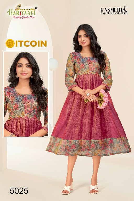 Hariyaali Bitcoin Vol-5 Wholesale Tissue Silk And Negative Print Kurtis Combo