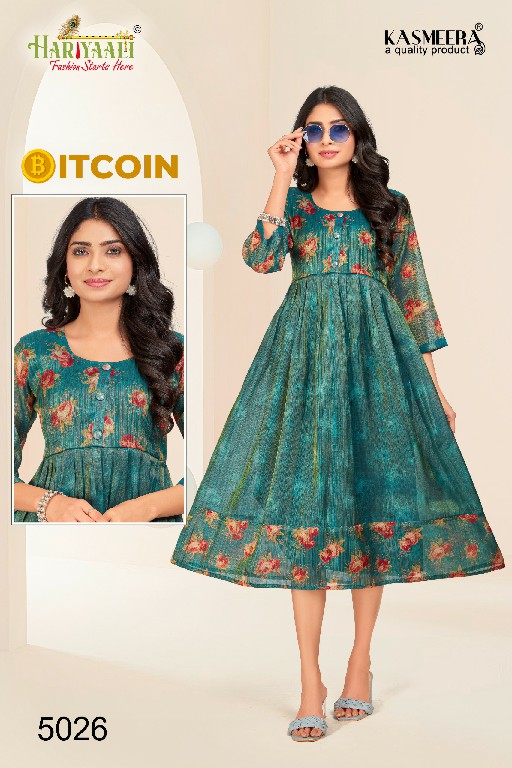 Hariyaali Bitcoin Vol-5 Wholesale Tissue Silk And Negative Print Kurtis Combo