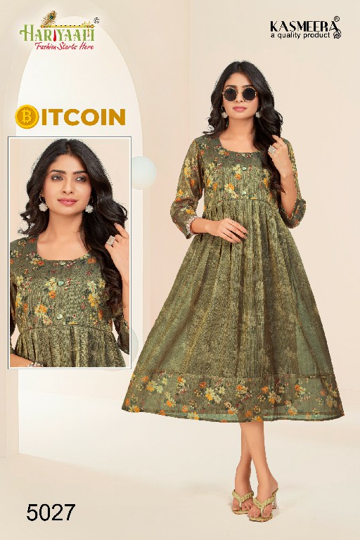 Hariyaali Bitcoin Vol-5 Wholesale Tissue Silk And Negative Print Kurtis Combo