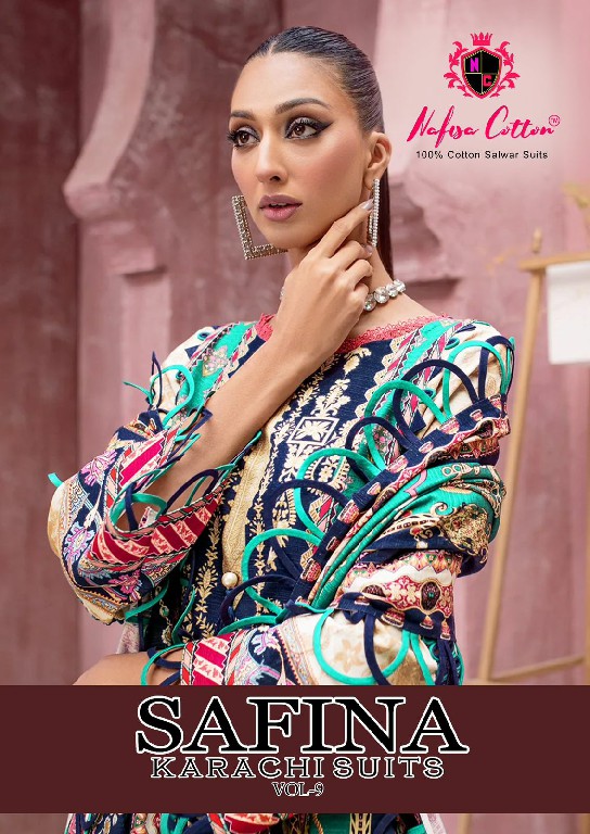NAFISA SAFINA KARACHI SUITS VOL 9 PAKISTANI CASUAL WEAR DRESS MATERIAL