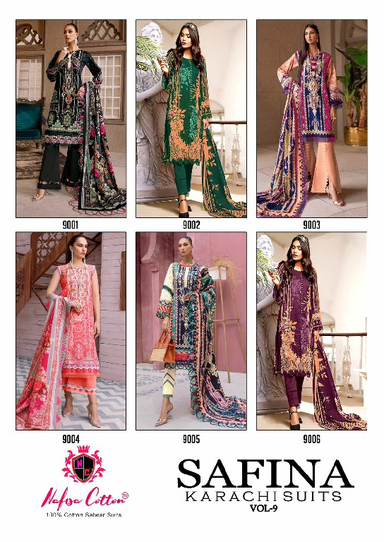 NAFISA SAFINA KARACHI SUITS VOL 9 PAKISTANI CASUAL WEAR DRESS MATERIAL