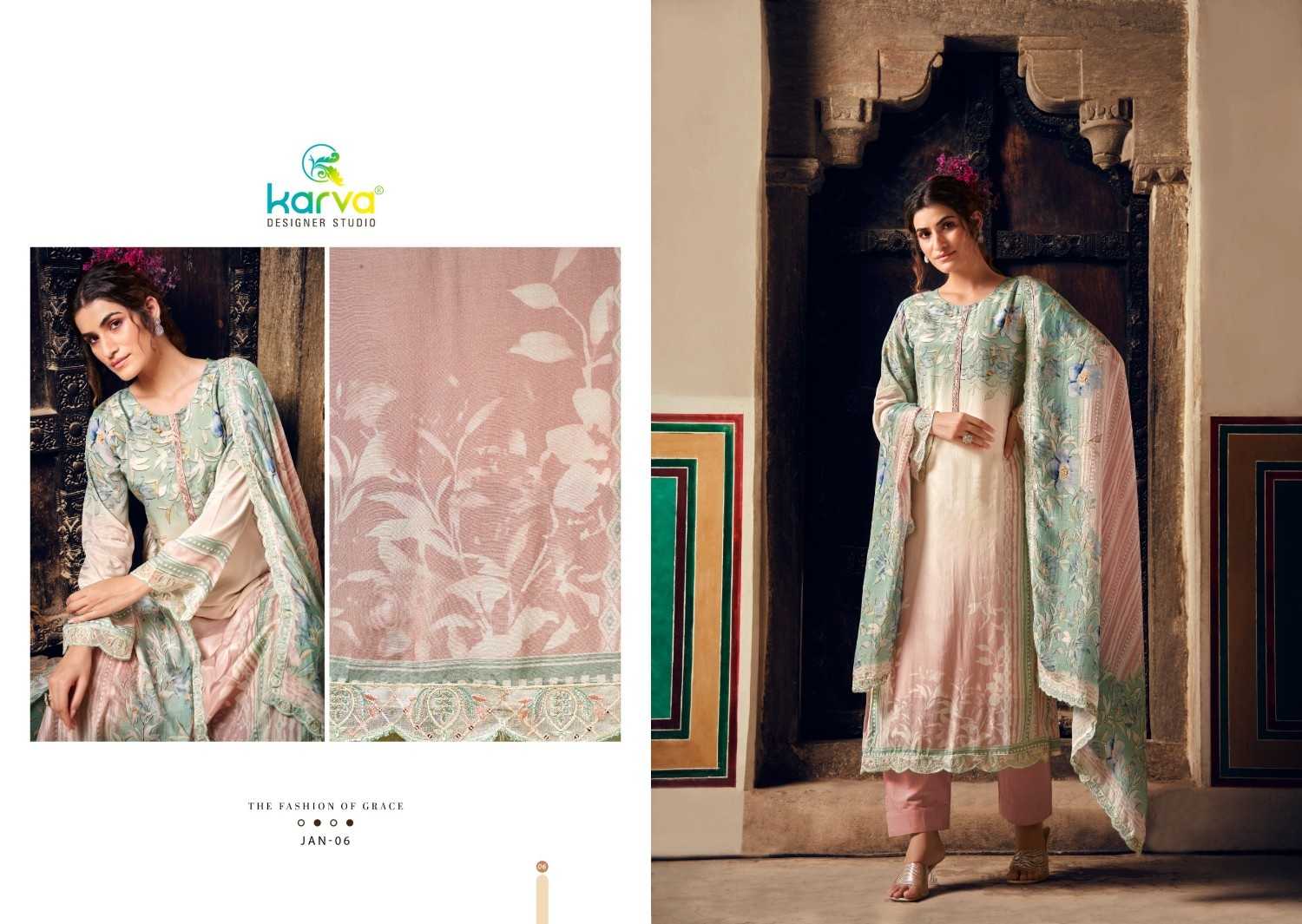 jannat by karva designer kapil fab colour print viscose ladies suits
