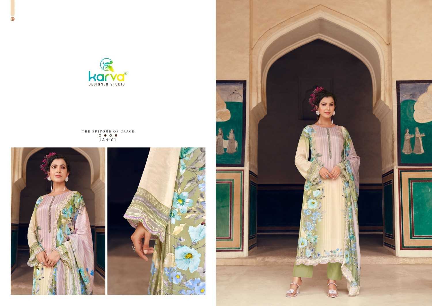 jannat by karva designer kapil fab colour print viscose ladies suits
