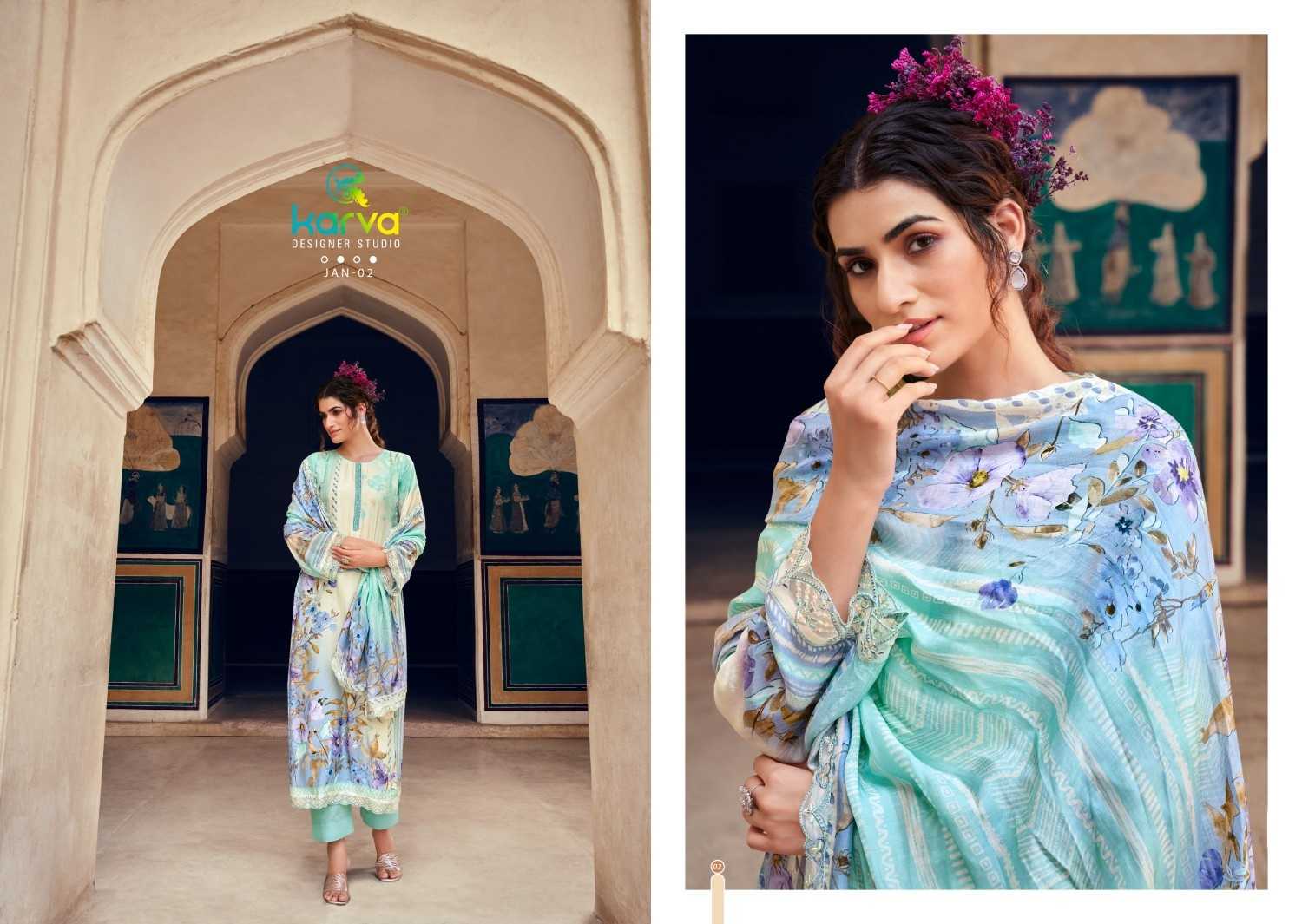 jannat by karva designer kapil fab colour print viscose ladies suits