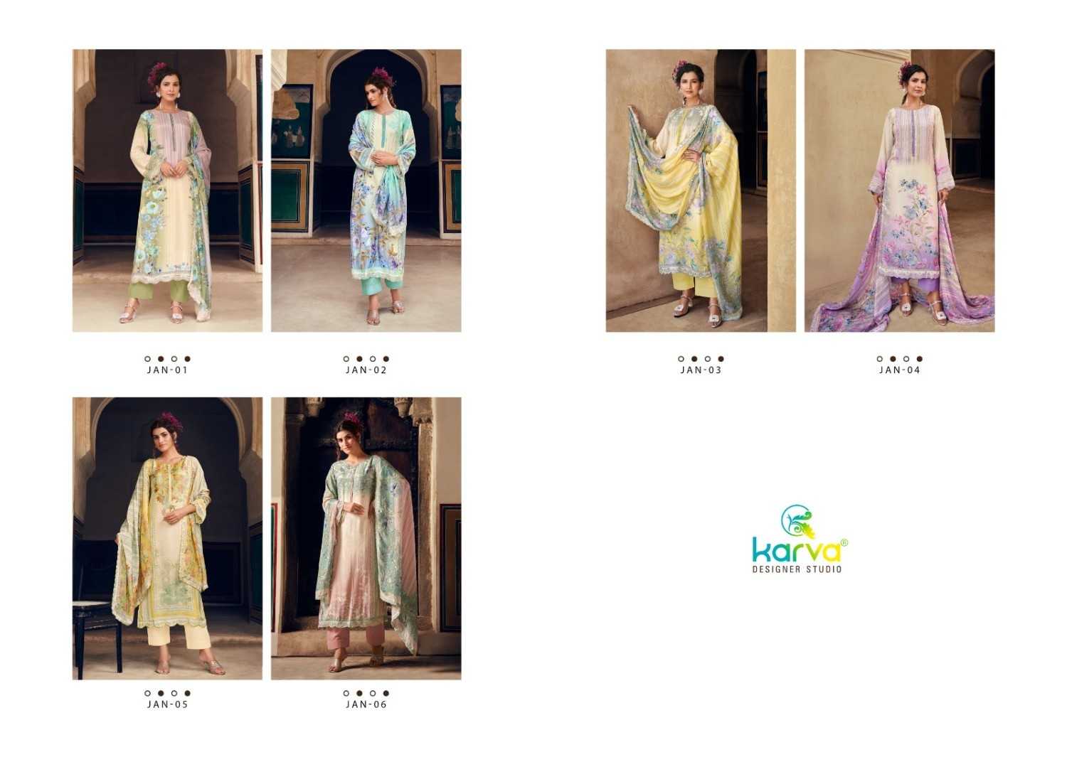 jannat by karva designer kapil fab colour print viscose ladies suits