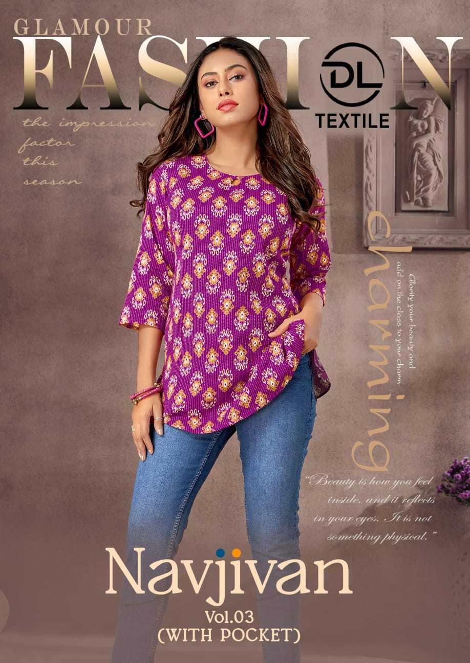 navjivan vol 3 by dl textile unique print cotton readymade short tops