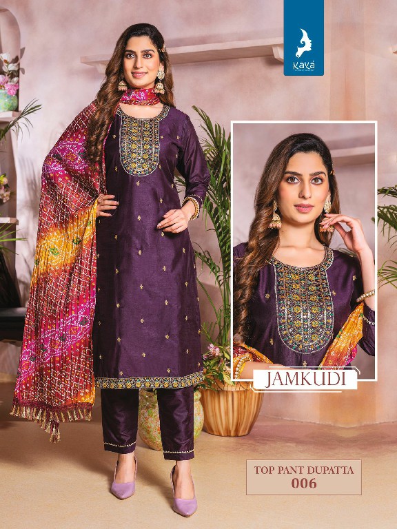 kaya jamkudi chanderi silk fully stitch stylish thread work suits online