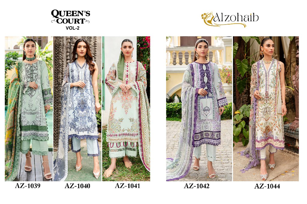 queen court vol 2 by alzohaib pure cotton trendy pakistani suits