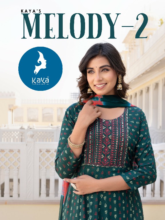 kaya melody vol 2 hit design rayon thread work readymade big size 3pcs dress