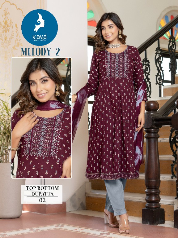 kaya melody vol 2 hit design rayon thread work readymade big size 3pcs dress