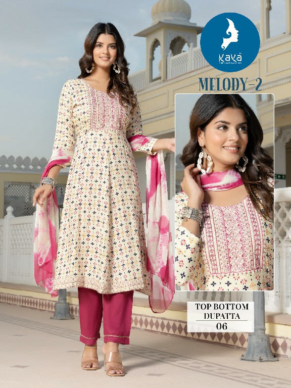 kaya melody vol 2 hit design rayon thread work readymade big size 3pcs dress