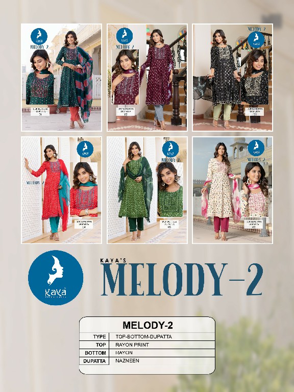 kaya melody vol 2 hit design rayon thread work readymade big size 3pcs dress