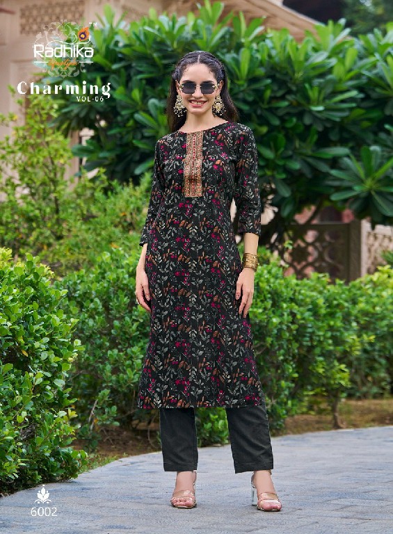 RADHIKA LIFESTYLE CHARMING VOL 6 READYMADE STRAIGHT KURTI CATALOG