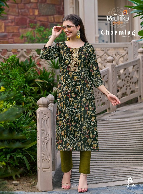 RADHIKA LIFESTYLE CHARMING VOL 6 READYMADE STRAIGHT KURTI CATALOG