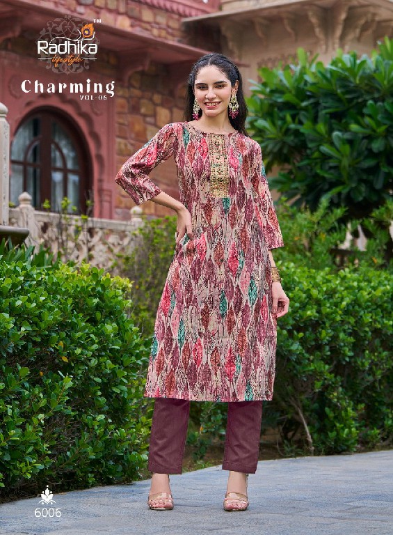 RADHIKA LIFESTYLE CHARMING VOL 6 READYMADE STRAIGHT KURTI CATALOG
